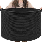 INDRESSME XXXLarge Woven Rope Blanket Basket Living Room Black by INDRESSME
