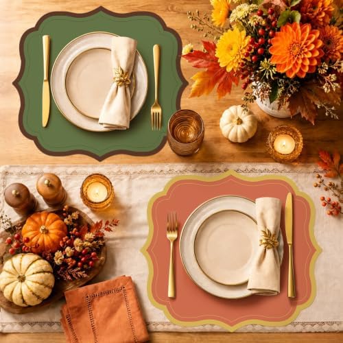 Stuffygreen 100 Pcs Christmas Paper Placemats 13.4 x 12 Inch Scalloped Xmas - Image 3
