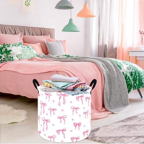 MAIZMZ 3 Pack Pink Bow Storage Basket - Image 5