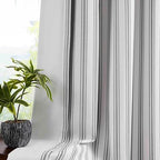 ZJDECOR Short Black Striped Full Blackout Curtain Panels by ZJDECOR