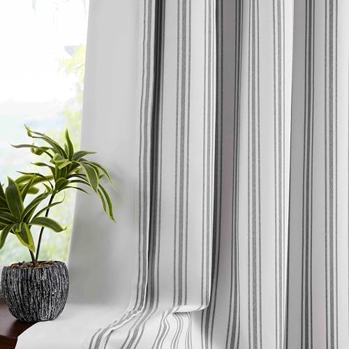 ZJDECOR Short Black Striped Full Blackout Curtain Panels by ZJDECOR