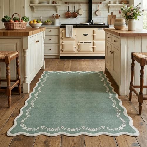 GarveeHome 3x5 Scalloped Washable Area Rug Non Slip Bedroom Entryway Rug - Image 3