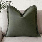 Foindtower Decorative Linen Fringe Throw Pillow Covers Cozy Boho Farmhouse by Foindtower