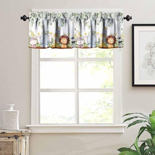 Forest Animal Valance Curtains, Watercolor Wild Animal Bear Fox Deer Kids - Image 5