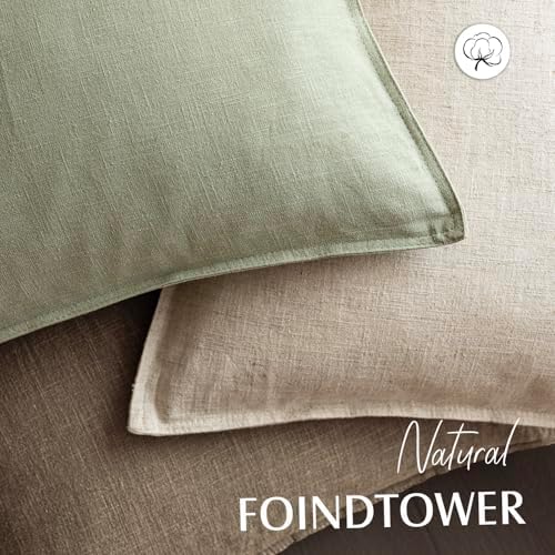 Foindtower Linen Solid Decorative Throw Pillow Cover 24x24 Inch Light Green - Image 4
