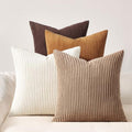 Topfinel Gold Brown Throw Pillow Covers Rustic Modern Soft Corduroy Striped by Topfinel