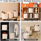 11 Inch Cube Storage Bins, Woven Cotton Rope Basket Off White - Image 5