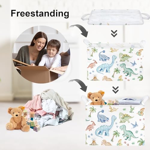Clastyle Boho Dinosaur Laundry Basket Palm Tree Kids Clothes Book Storage - Image 3