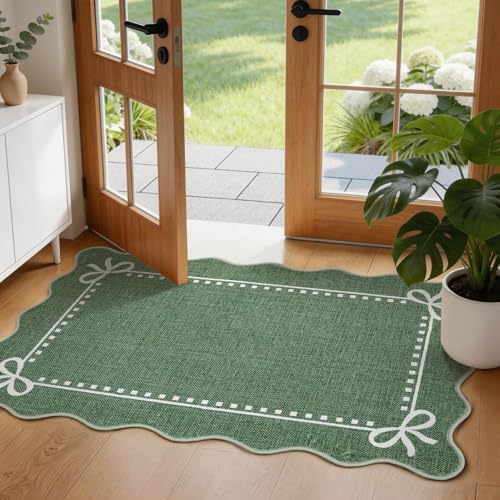 Garvee Scalloped Bow Rug Washable 2x3 Area Rug by Garvee
