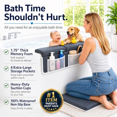 Comfortable Baby Bath Kneeler and Elbow Rest Pad Set, Non-Slip Bathtub Kneeling - Image 3