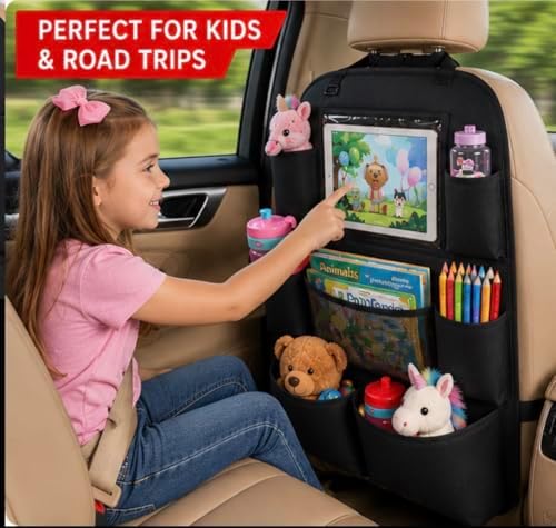 Car Backseat Organizer with Tablet Holder, Kick Mat Seat Protector - Image 3
