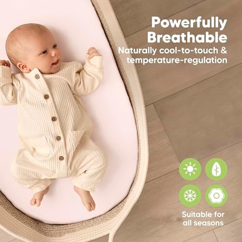 2-Pack Baby Bassinet Sheets Girl, 33x17 Bedside Sheets - Image 4