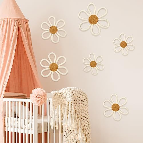 Barydat 6 Pcs Boho Nursery Decor Daisy Flower White - Image 4