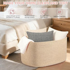 Large 75L Woven Laundry Basket, Collapsible Cotton Rope Storage Hamper - Image 5
