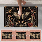 Black Poppy Moth Bathroom Rugs, Mushroom Moon Bath Mats - Image 3