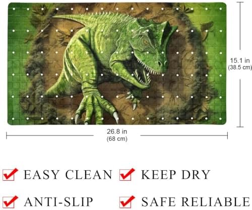 Shower Mat Non Slip 26.8 x 15.1 Inches, 3D Dinosaur Bathtub Mat Shower Stall - Image 4
