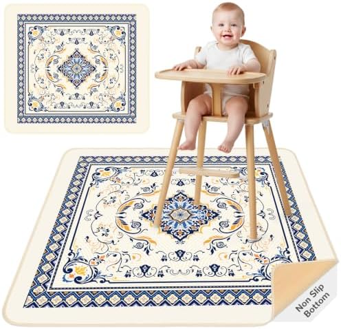 Splat Mat for Under High Chair Waterproof Non Slip Floor Mat for Baby by UnicornCastle