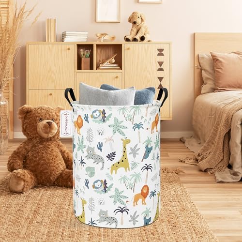 QUEENLALA Foldable Waterproof Round Fabric Laundry Basket Home - Image 7
