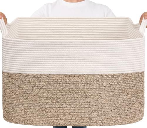 Goodpick 105L Extra Large Woven Rope Blanket Basket by Goodpick