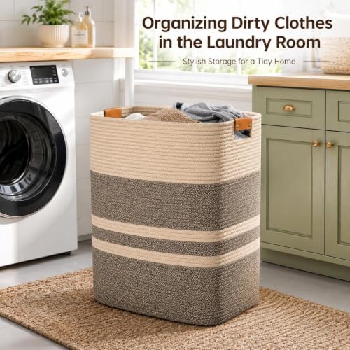 Laundry Hamper, Cotton Rope Laundry Basket - Image 2