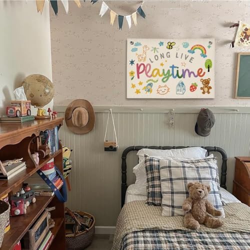 Playroom Nursery Wall Decor, Toddler Playroom Decor Hanging Linen Banner - Image 2