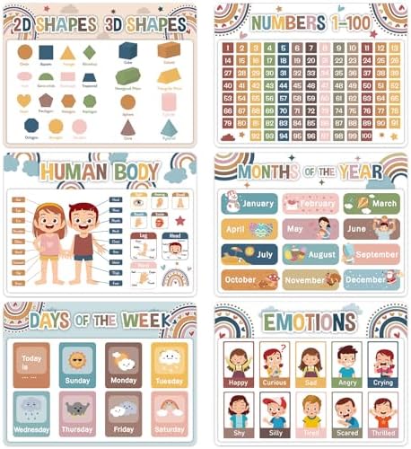 Preschool Placemats Set of 6 Boho Kid Plastic Table Mat 17×13×0.04in by OBUSATT