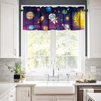 Cartoon Astronaut Valances Kids Curtains, Cute Galaxy Planet Outer Space Theme - Image 6