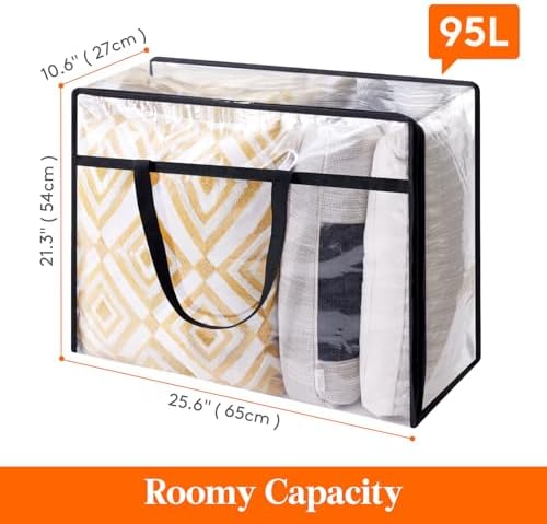 Lifewit 95L Clear Clothes Storage Bags, Plastic Foldable Blanket Storage Bag - Image 4