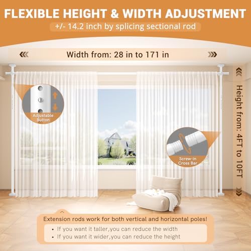 Room Divider for Room Separation, Tension Curtain Rods No Drilling for Room - Image 2