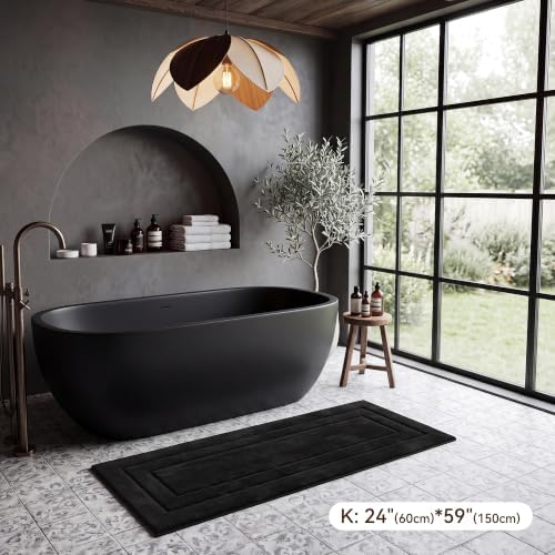 GRANNY SAYS Black Bathroom Runner Rug 59" x 24", Soft Microfiber Bath Mat - Image 5