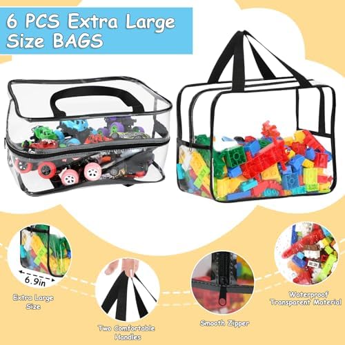 6 Pcs Widen XL Toy Storage Bags Waterproof Clear Toy Organizer - Image 3