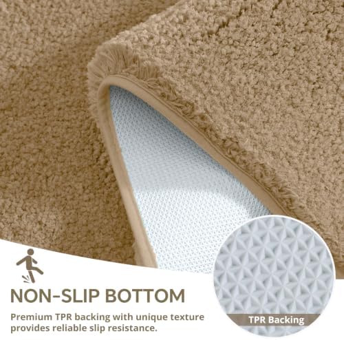 Polyester Bathroom Rug 17"x24" Light Brown, Non-Slip Soft Bath Mat - Image 6