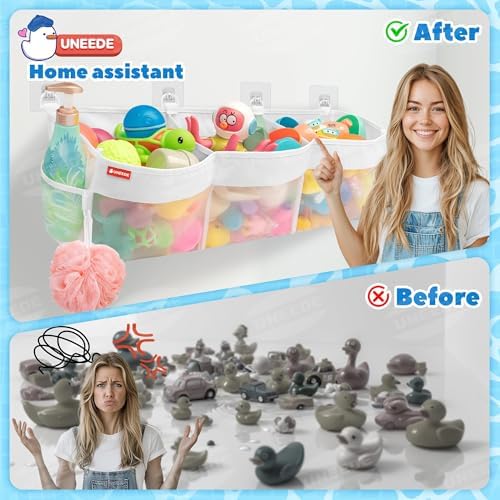 UNEEDE 4.95 Gallons 3 Compartment Horizontal Bath Toy Storage - Image 2
