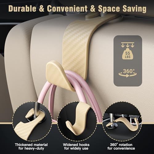 4-Pack Car Headrest Hooks Holds 55lbs Seat Storage Organizer - Image 3
