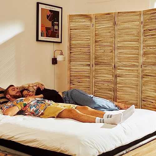 Room Dividers and Folding Privacy Screens, Wood Louvered Separators Divider Wall - Image 5