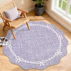 GarveeHome 4ft Round Rugs Washable Scalloped Bow Rug by GarveeHome