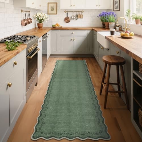 GarveeHome 2x6 Scalloped Washable Runner Rug Non Slip Hallway Kitchen Rug - Image 4