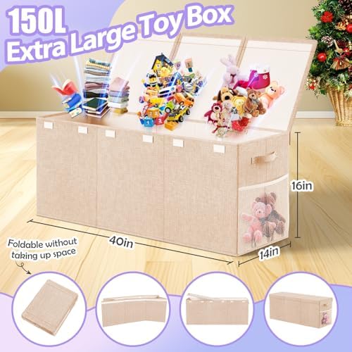 Large Toy Storage Box with Lid, Collapsible Kids Toy Chest - Image 2