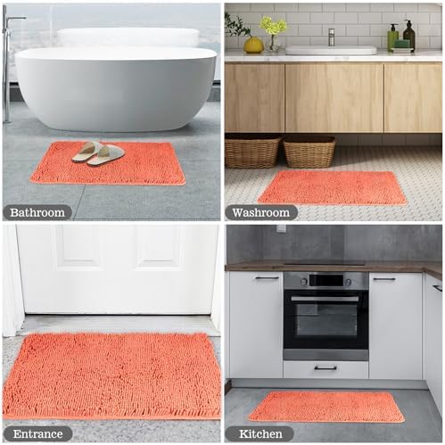 Yeaban Chenille Coral Bathroom Rug 20"x32", Non-Slip Rubber Backing - Image 5