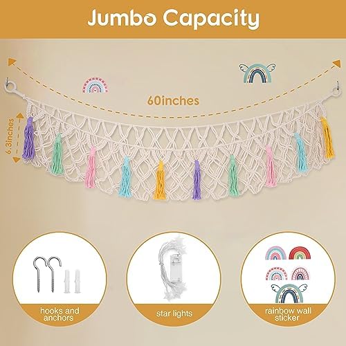 Stuffed Animal Net or Hammock, Large Stuffed Animal Storage Macrame Toy Hammock - Image 4