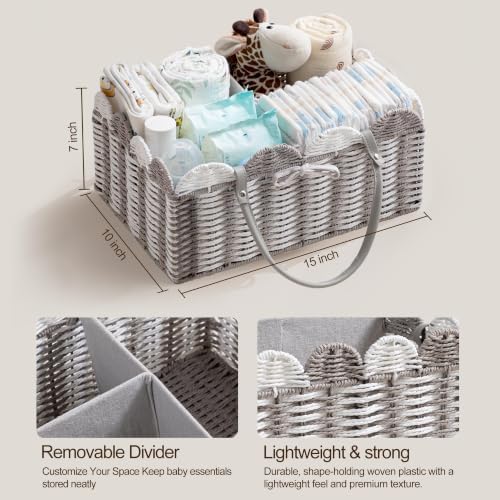 HBlife Large Baby Diaper Caddy, Paper Rope Storage Baskets Nursery Bin - Image 5