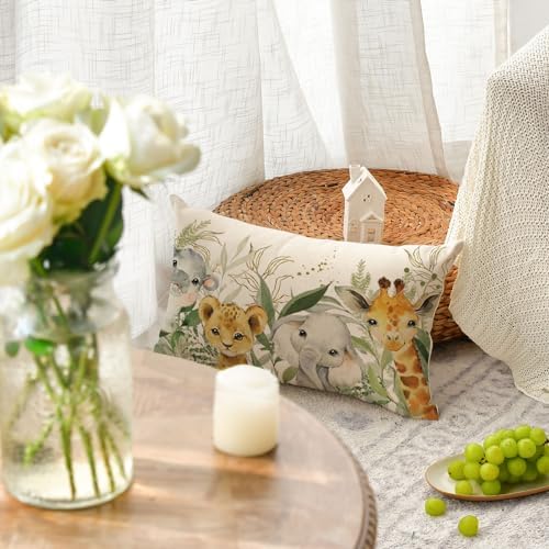 AVOIN colorlife Elephant Giraffe BabyShower Animals Throw Pillow Cover - Image 3