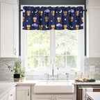 Cute Owls Valance Curtains for Window, Cartoon Animal Navy Blue Rod Pocket - Image 6