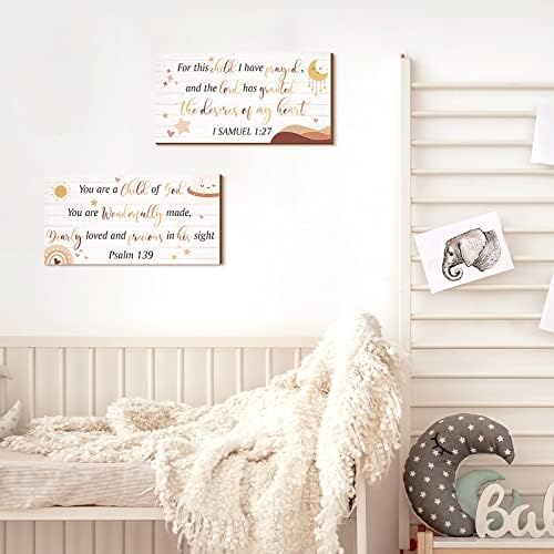 Yookeer 2 Pcs Nursery Wall Art Wooden Baby Room Wall Decor This Child I Have - Image 5