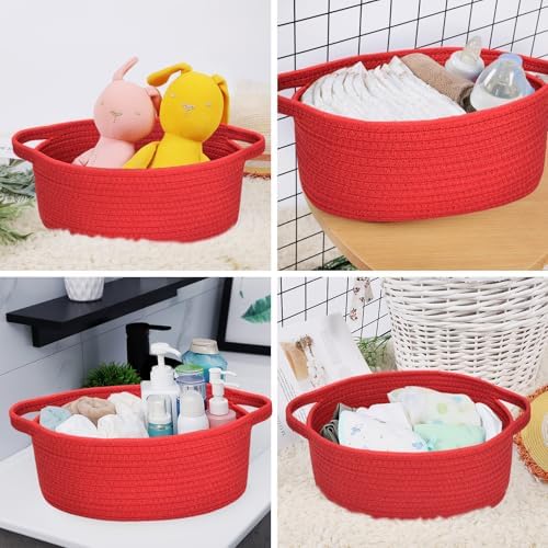 ABenkle Small Basket with Handles, Boho Decorative Rope Woven Dog Cat Toy - Image 4