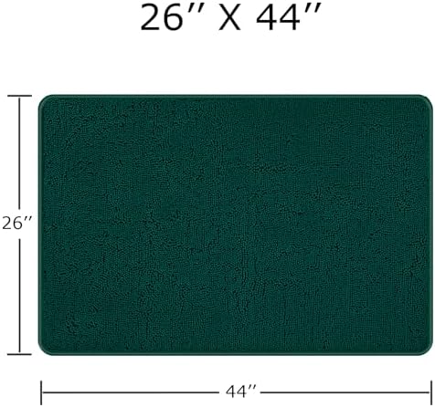 Yeaban Chenille Dark Teal Bathroom Rug 26"x44", Non-Slip Rubber Backing - Image 2