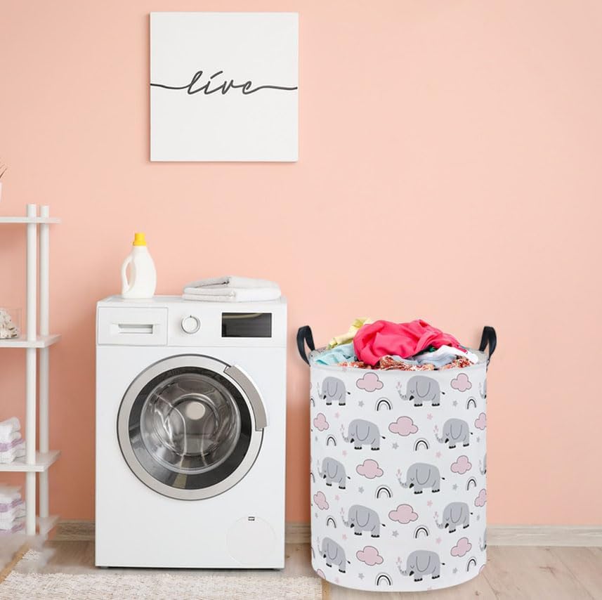 Essme Kids Laundry Basket, Elephant Hamper Collapsible Canvas Waterproof - Image 7