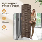 JOSTYLE Rattan Room Divider, 4-Panel Folding Privacy Screen 6ft. Extra Wide - Image 4