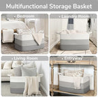 Goodpick Large Woven Rope Blanket Basket, Light Gray - Image 4