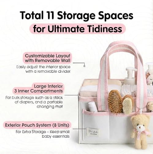 PeraBella Baby Diaper Caddy Organizer, Baby Basket Shower Gift Caddy, Portable - Image 2